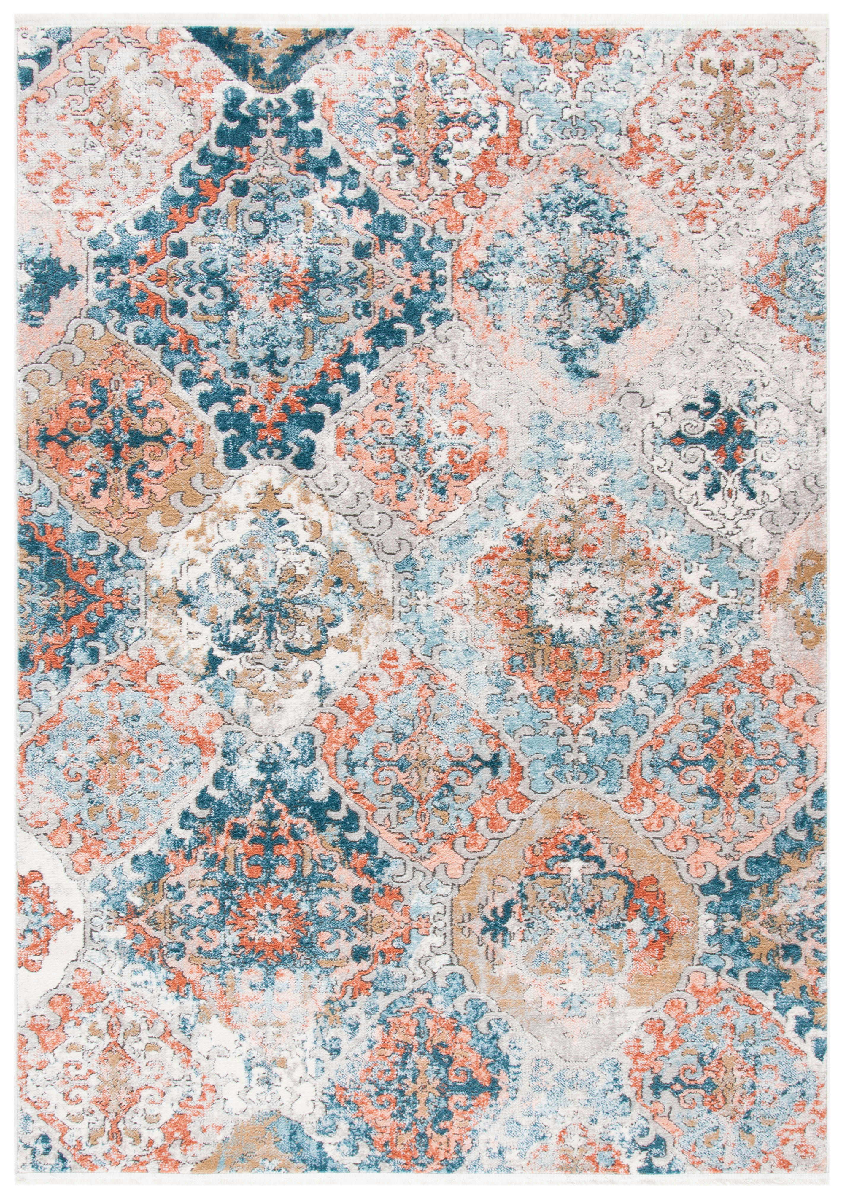 SHIVAN - Tapis de salon interieur en bleu & rose, 160 x 229 cm
