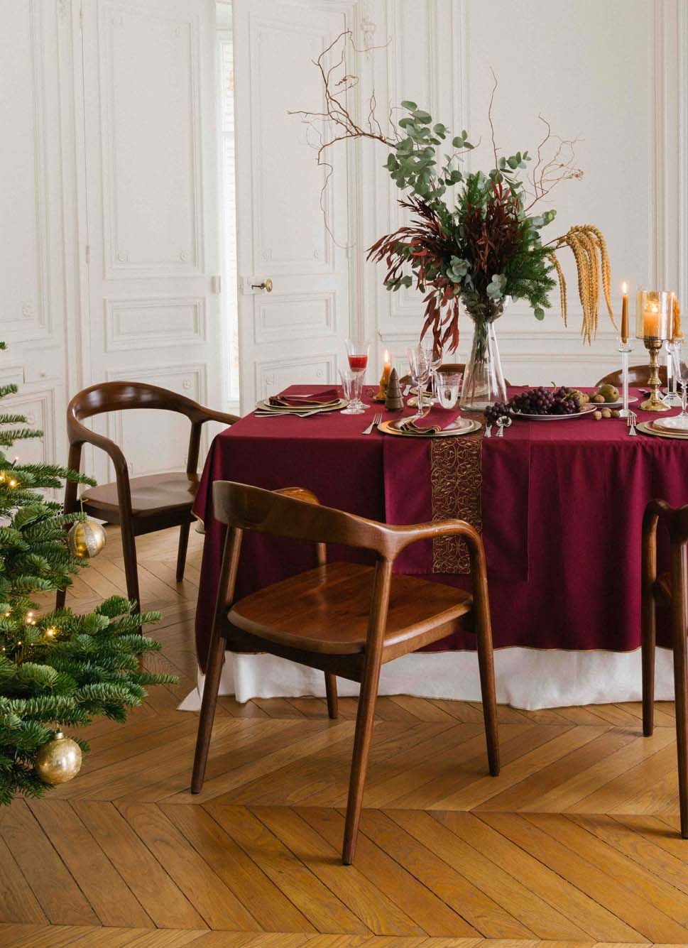 NAPPE EN COTON POINT BOURDON DORÉ BORDEAUX