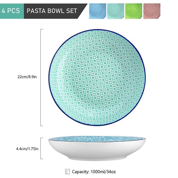 vancasso Haruka 4-Piece Pasta Bowl Set, 30 Oz