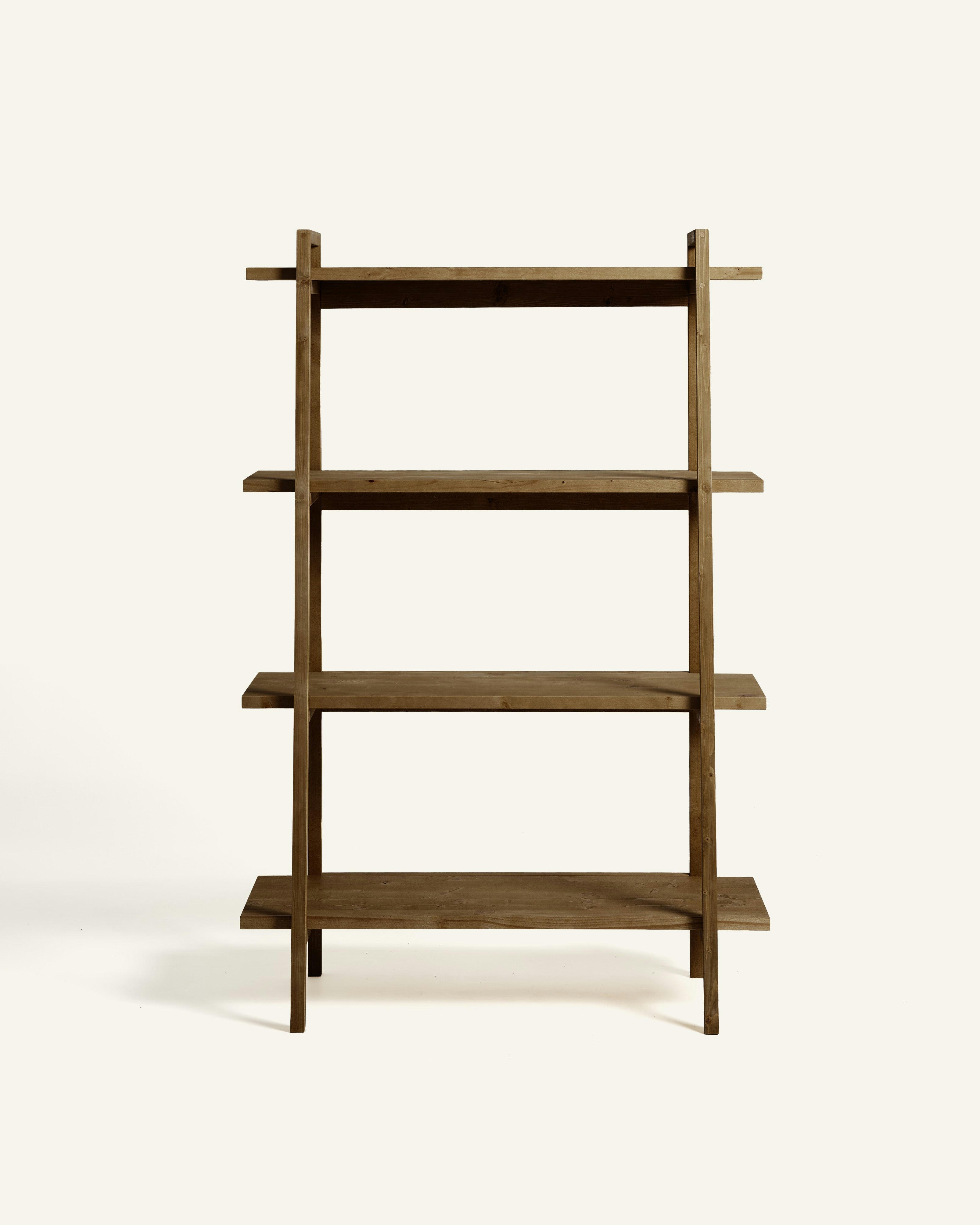 MARLENE - Bibliothèque en bois d’épicéa en couleur marron