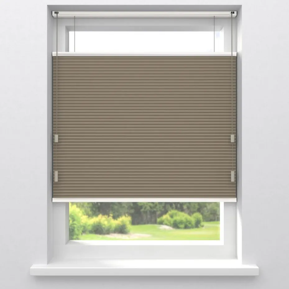 Kwantum Plisségordijnen | Isolerende Gordijnen | Fenstr Dubbel Plissé Elsa  Verduisterend Taupe