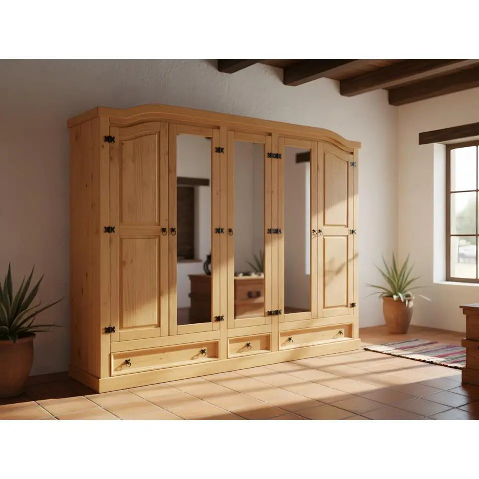 Hioshop New Mexico 5-deurs kledingkast met spiegel