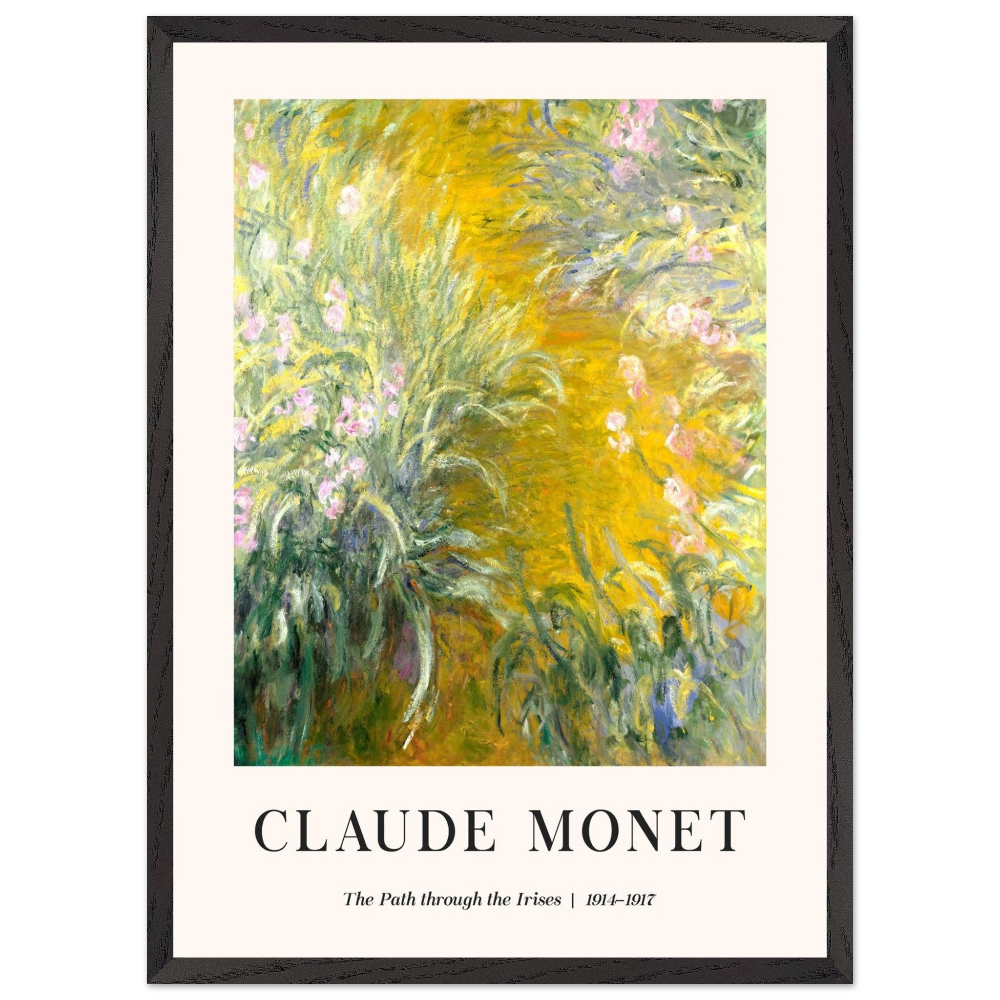 Artfulprints Poster met Lijst Claude Monet - The path through the irisis  - 50x70 cm - Groen