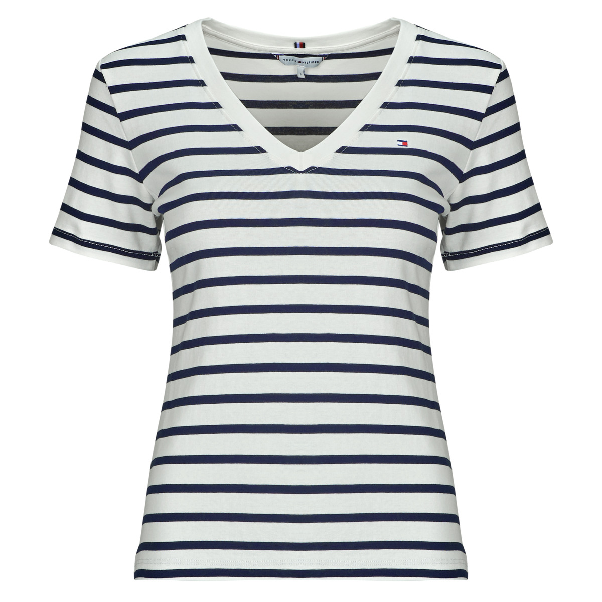 Tommy Hilfiger - SLIM CODY V-NK SS - Marine / White