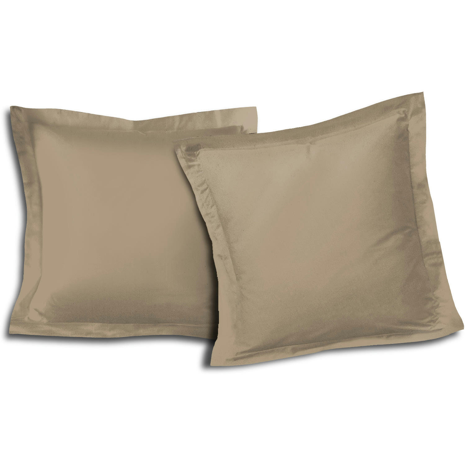- Lot de 2 taies carrées 100% coton - Beige - 63x63 cm