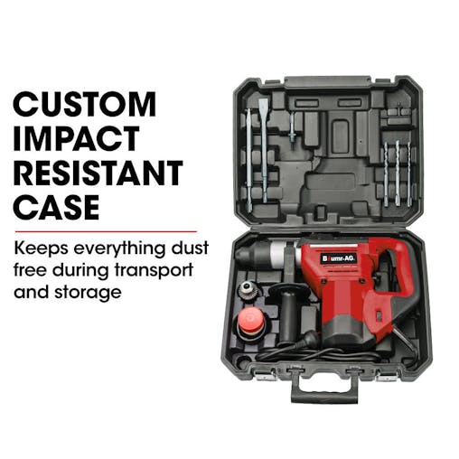 NNEMB 1500W Pro-Grade Electric Rotary Jackhammer Hammer Drill-with 2 Bonus Chisels-3 Drill Bits