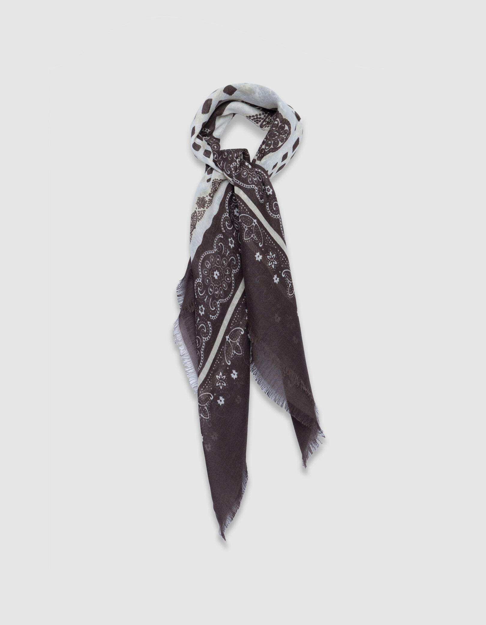 Foulards carrés kaki étoiles et marron Bandana Femme