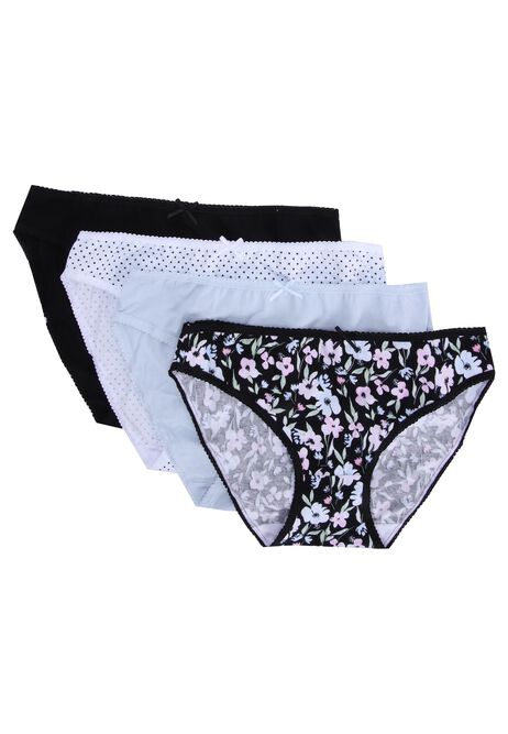 Womens 4pk Blue Floral High Cut Briefs