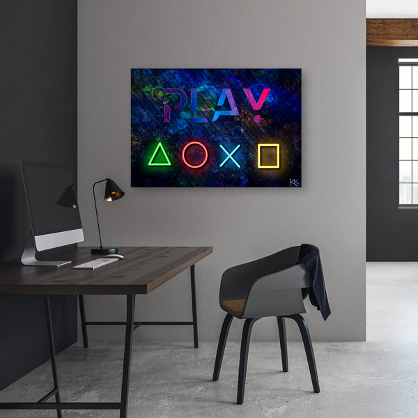 Feeby Obraz Przyciski do kontrolera i napis play 60x40