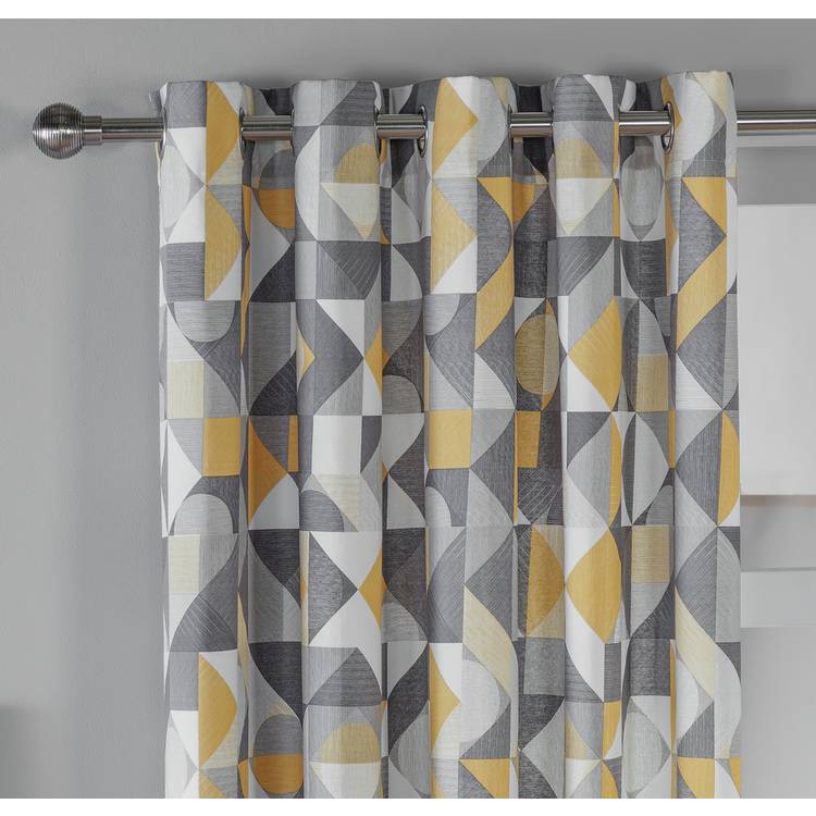 Habitat Geometric Eyelet Curtains - Natural - 168x183cm