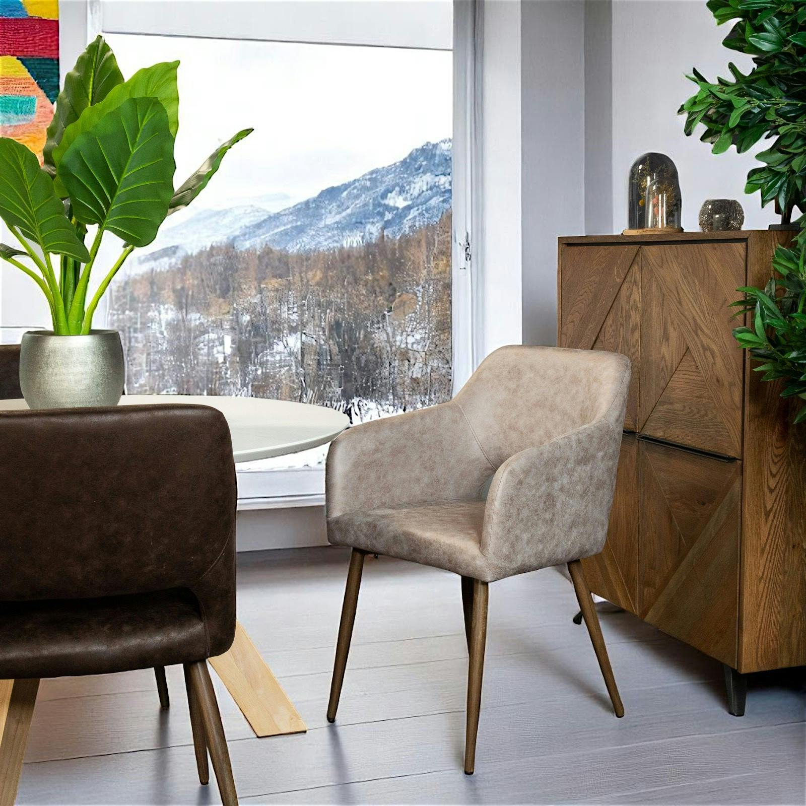 Fauteuil de table gris taupe (lot de 2)