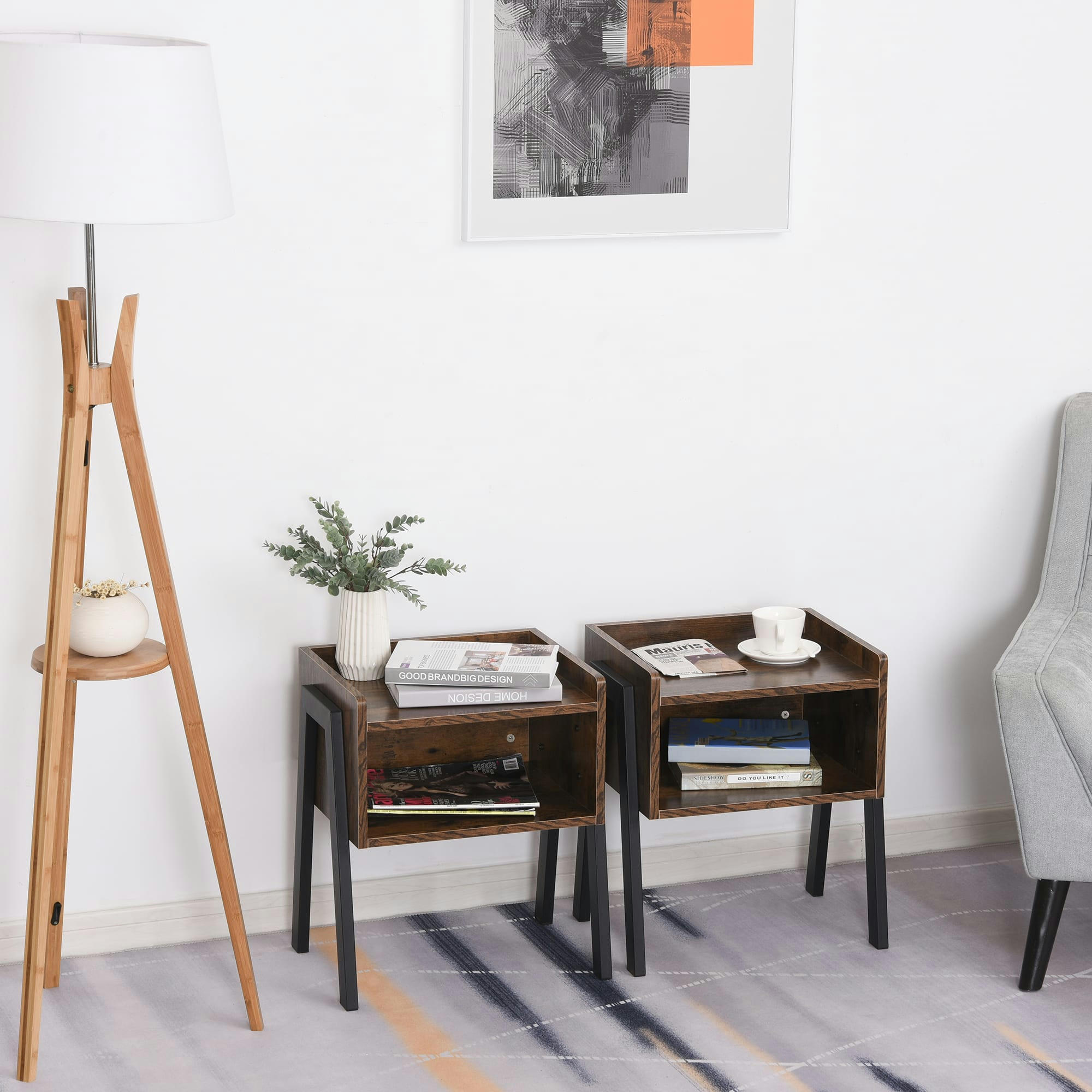 - Lot de 2 tables de chevet style industriel