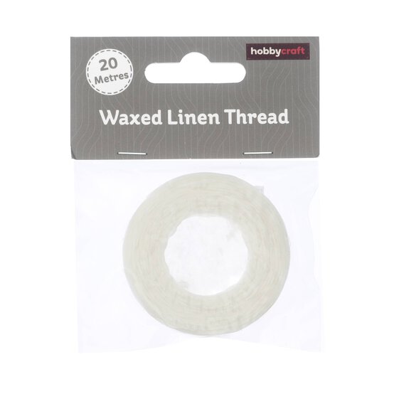 White Waxed Linen Thread 20m