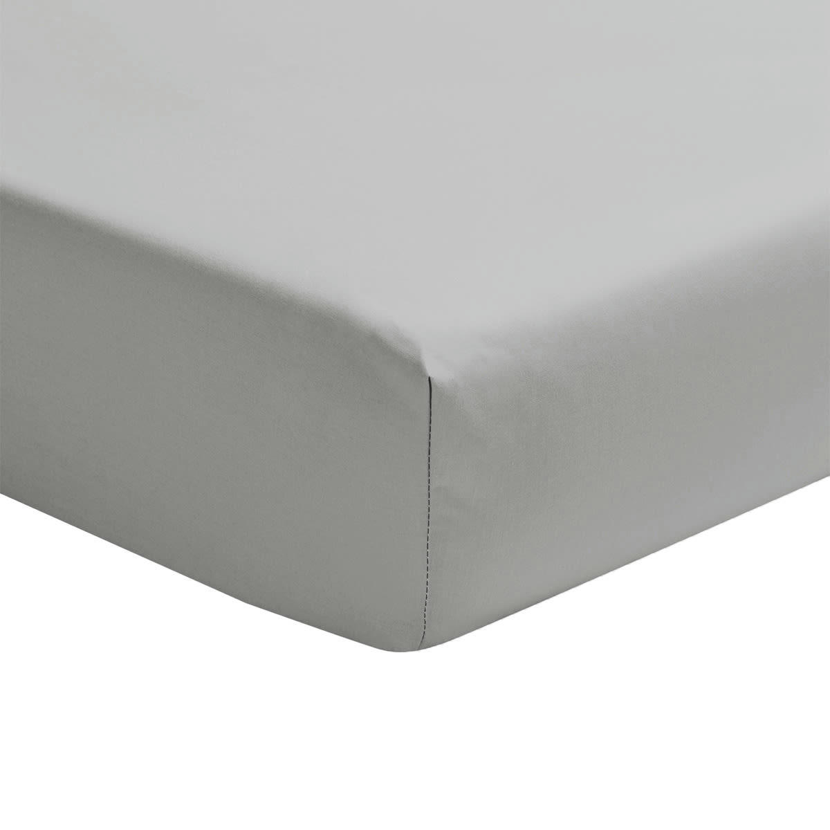 ROYAL LINE - Drap housse uni en percale de coton gris 90x190