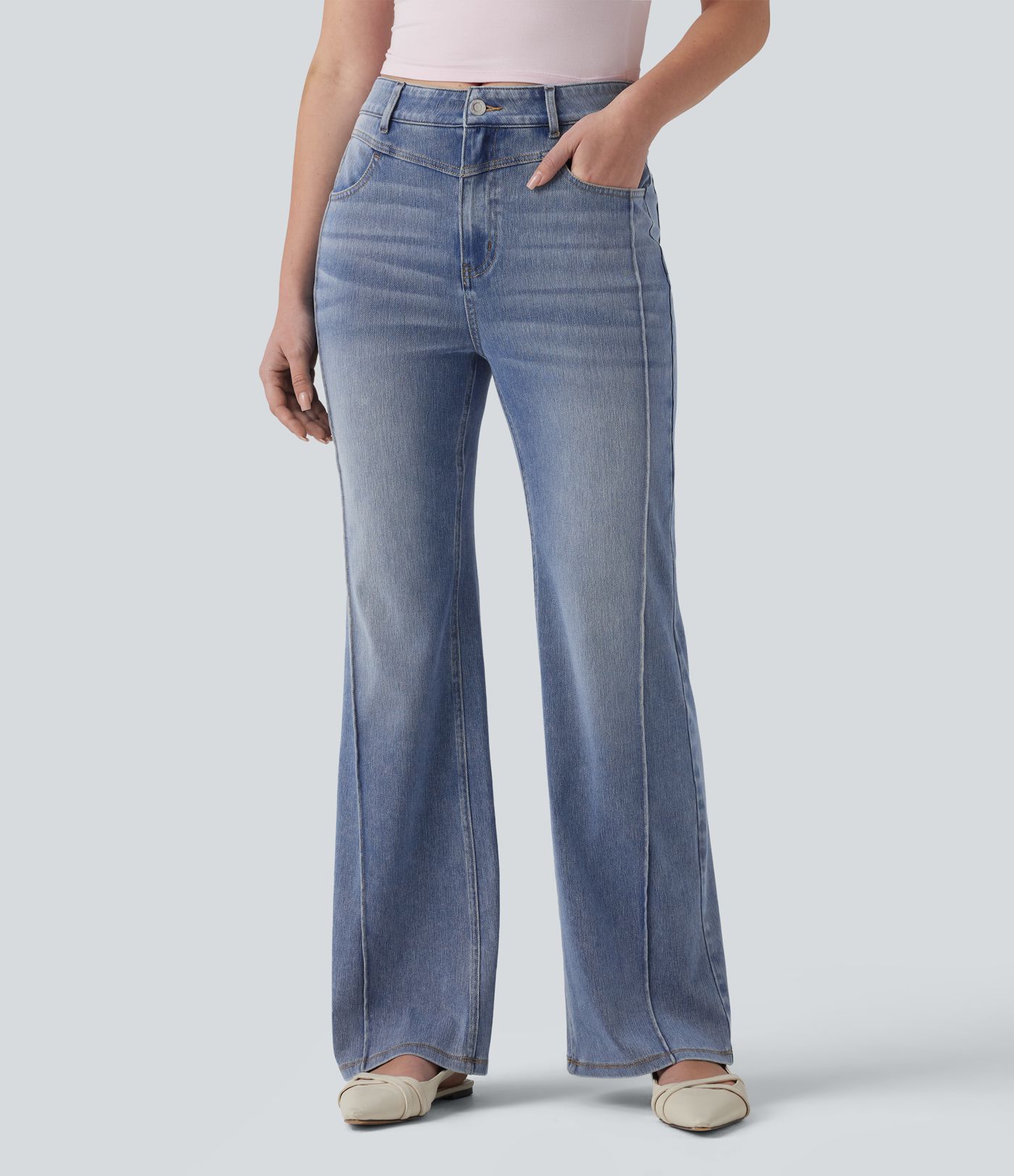 Halara Flex™ Jean droit taille haute avec poches