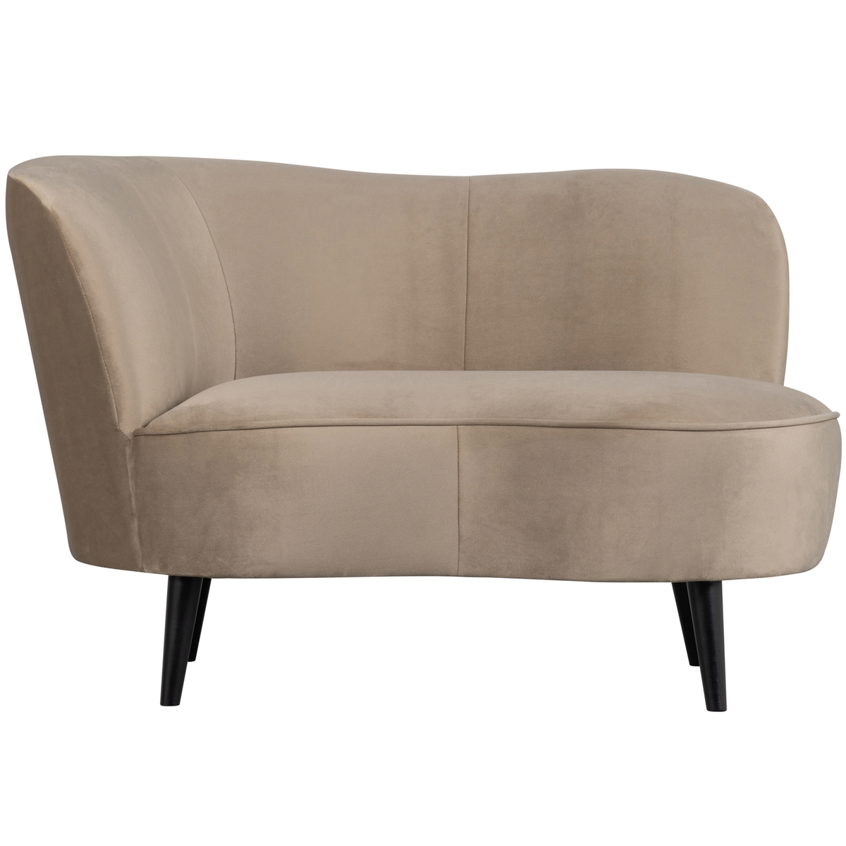 WOOOD loungefauteuil links Sara - Velvet - Khaki - 71x112x81