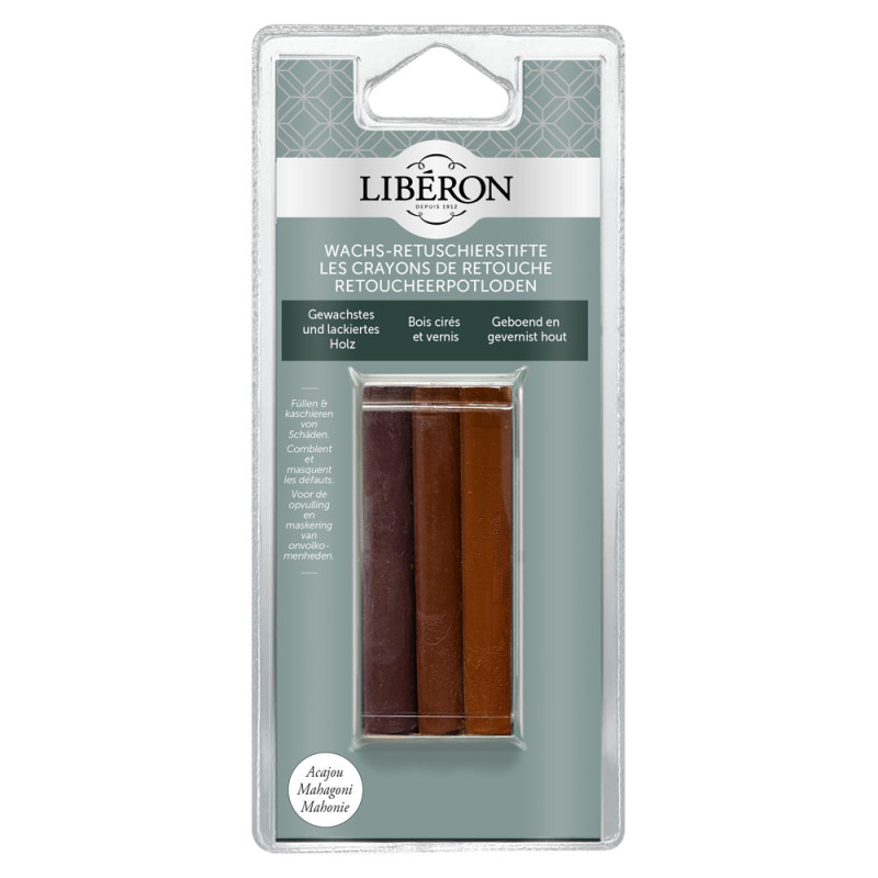 Crayon de retouche pour bois acajou 0,01 L 3 pièces LIBERON