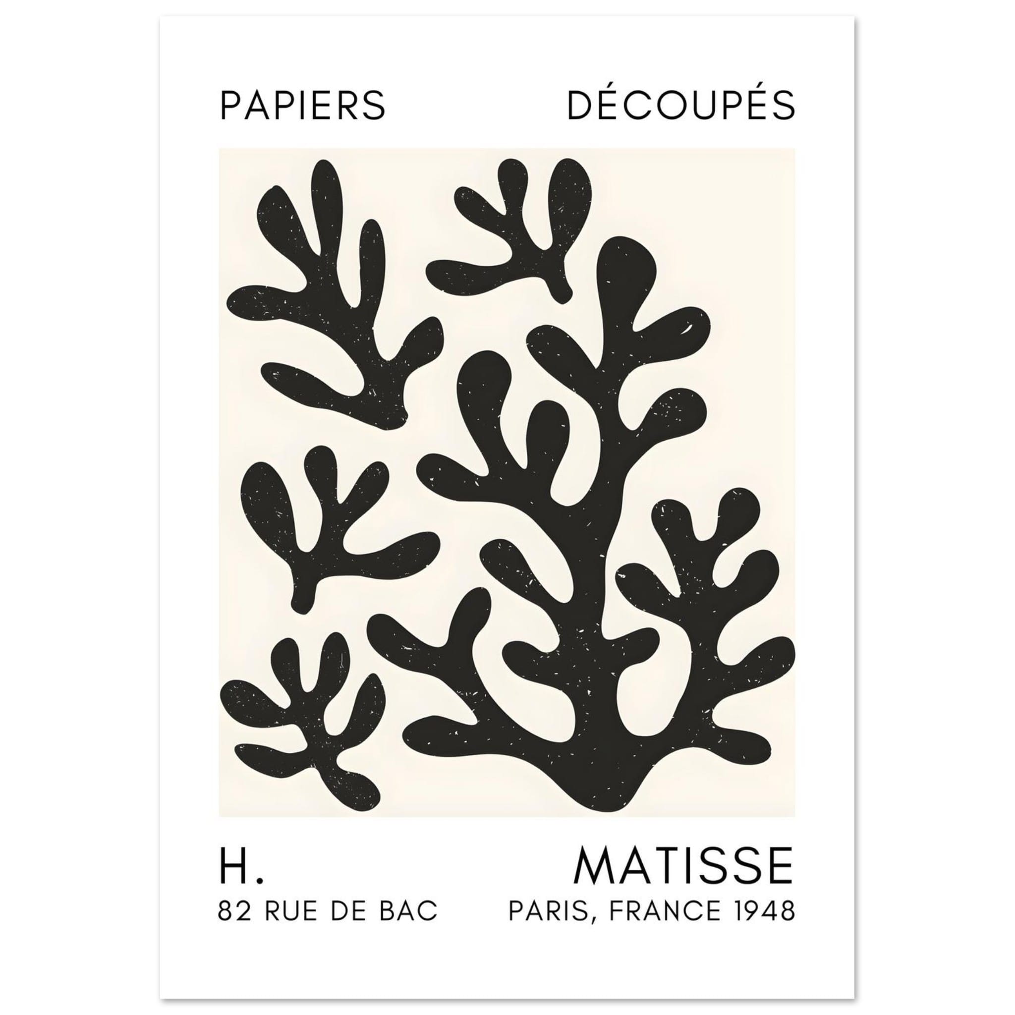 Artfulprints Poster Matisse – Coral shadows black  - A4 21x29.7 cm - Zwart