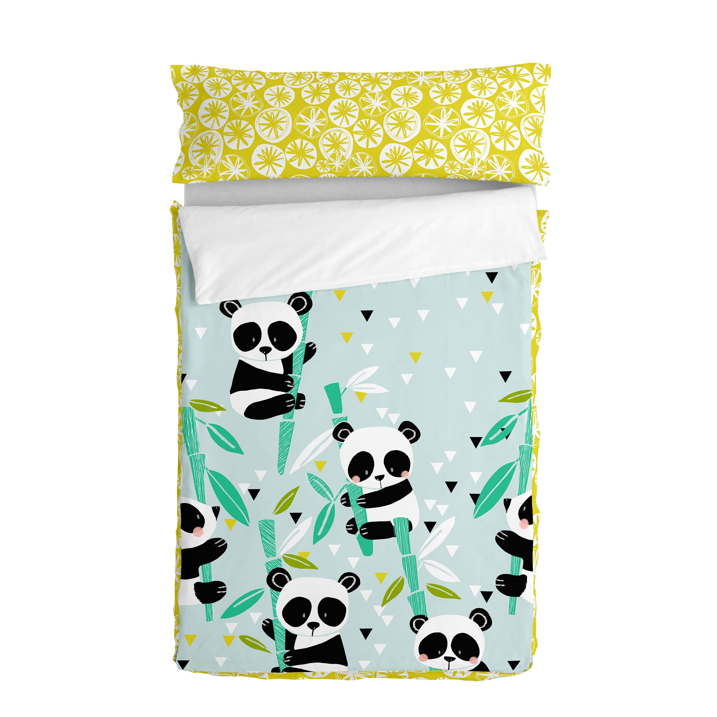 Panda garden blue Noordse tas Moshi Moshi, Blauw, 100% Katoen (buitenk