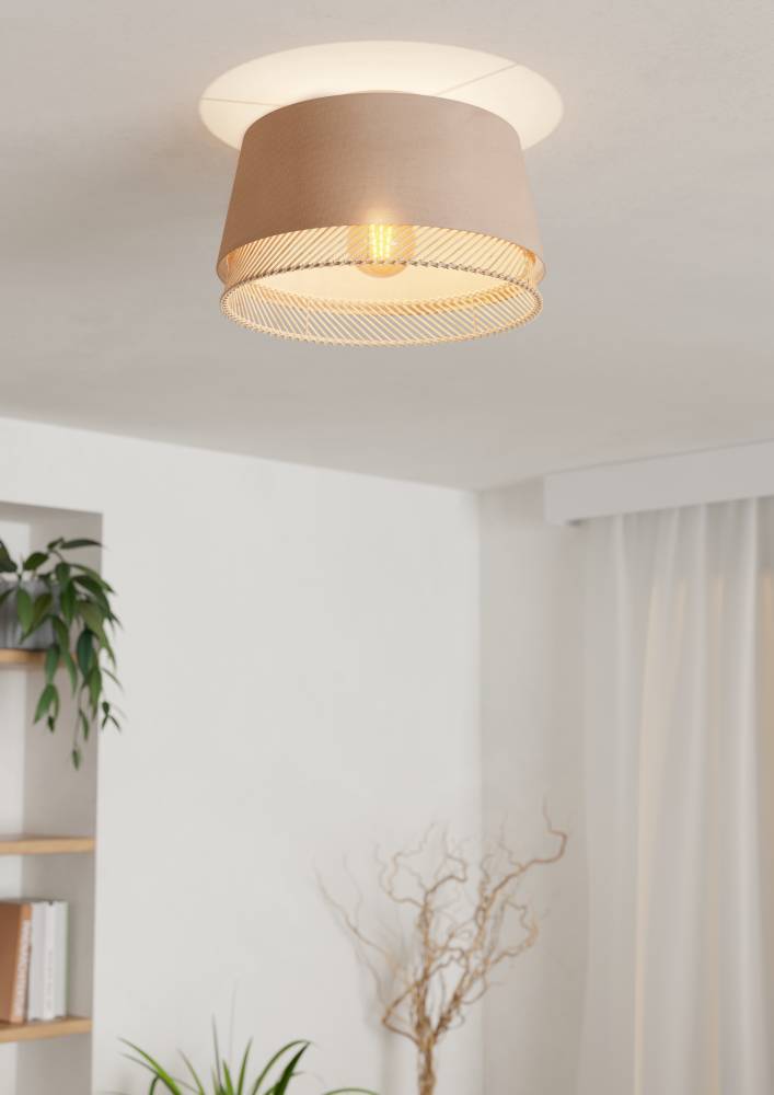 EGLO Tabley Plafondlamp - E27 - Ø 38 cm - Natuur Bruin Zwart - Textiel