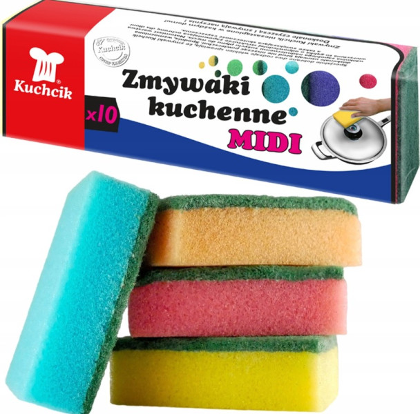 Zmywaki kuchenne gąbka midi kolorowe 10szt Kuchcik 3001