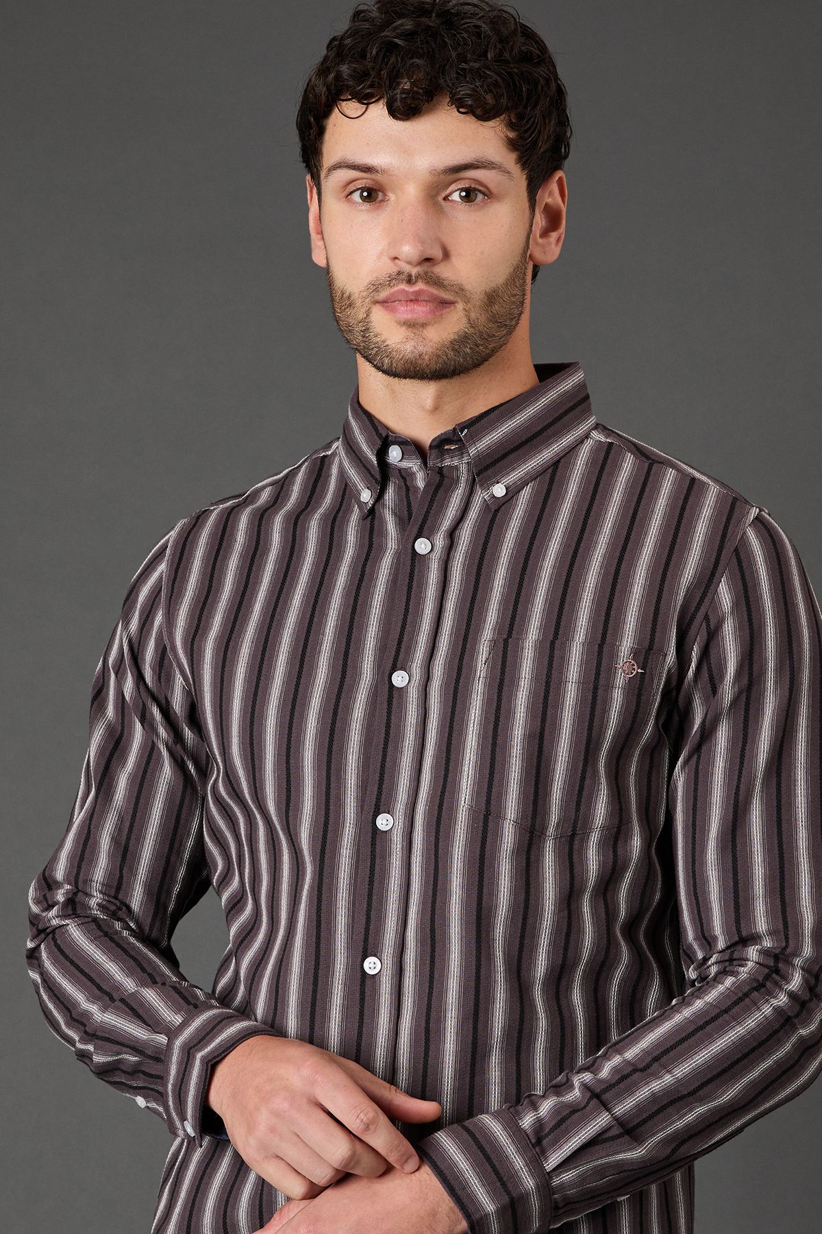 Maine Purple Stripe Long Sleeve Shirt