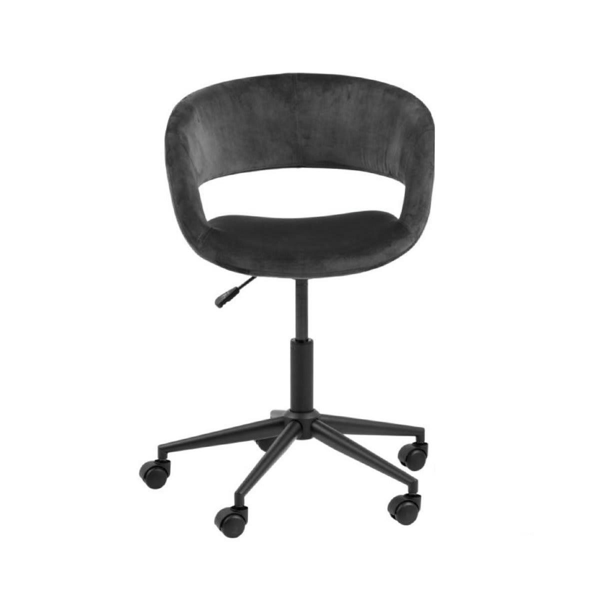 GRADE - Chaise de bureau moderne à roulettes en velours gris