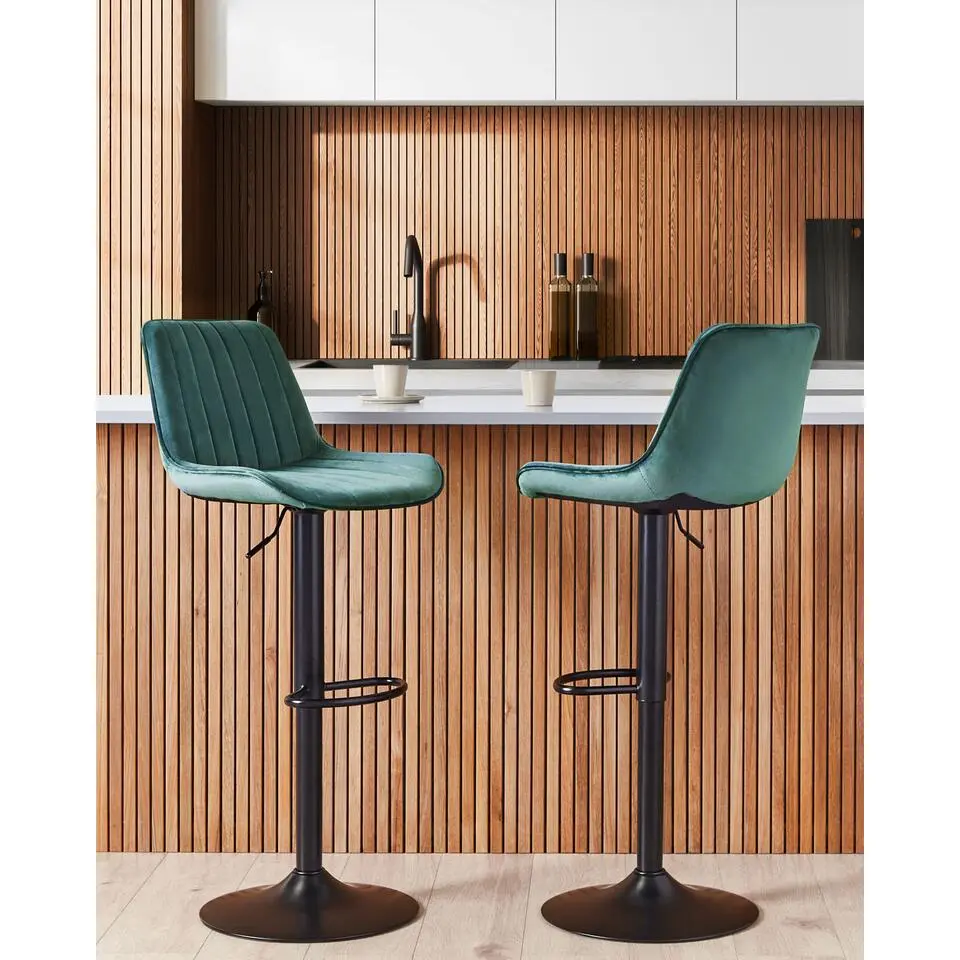 DUBROVNIK - Barkruk set van 2 - Smaragdgroen - Fluweel