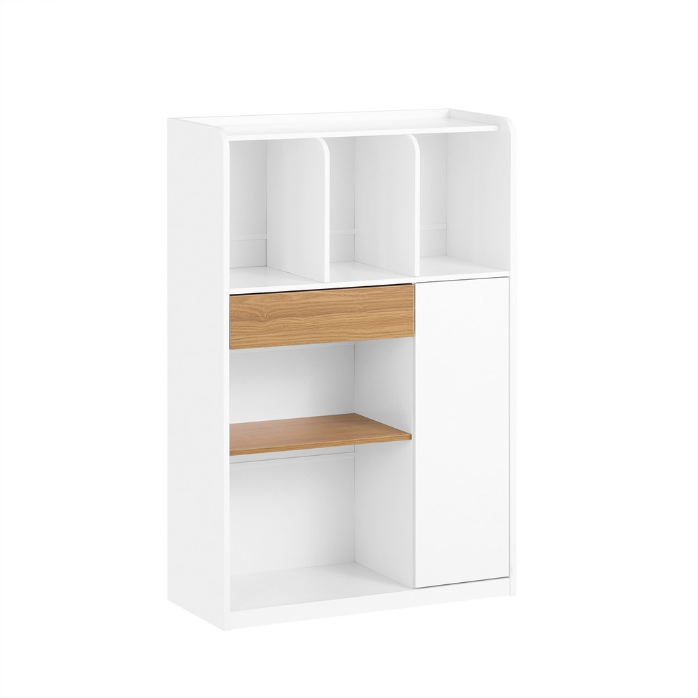 SoBuy Regał drabinka z 1 szufladą Biały 72x30x109.7cm Nowoczesny STR11-NW