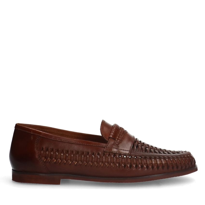 Manfield Cognac leren loafers