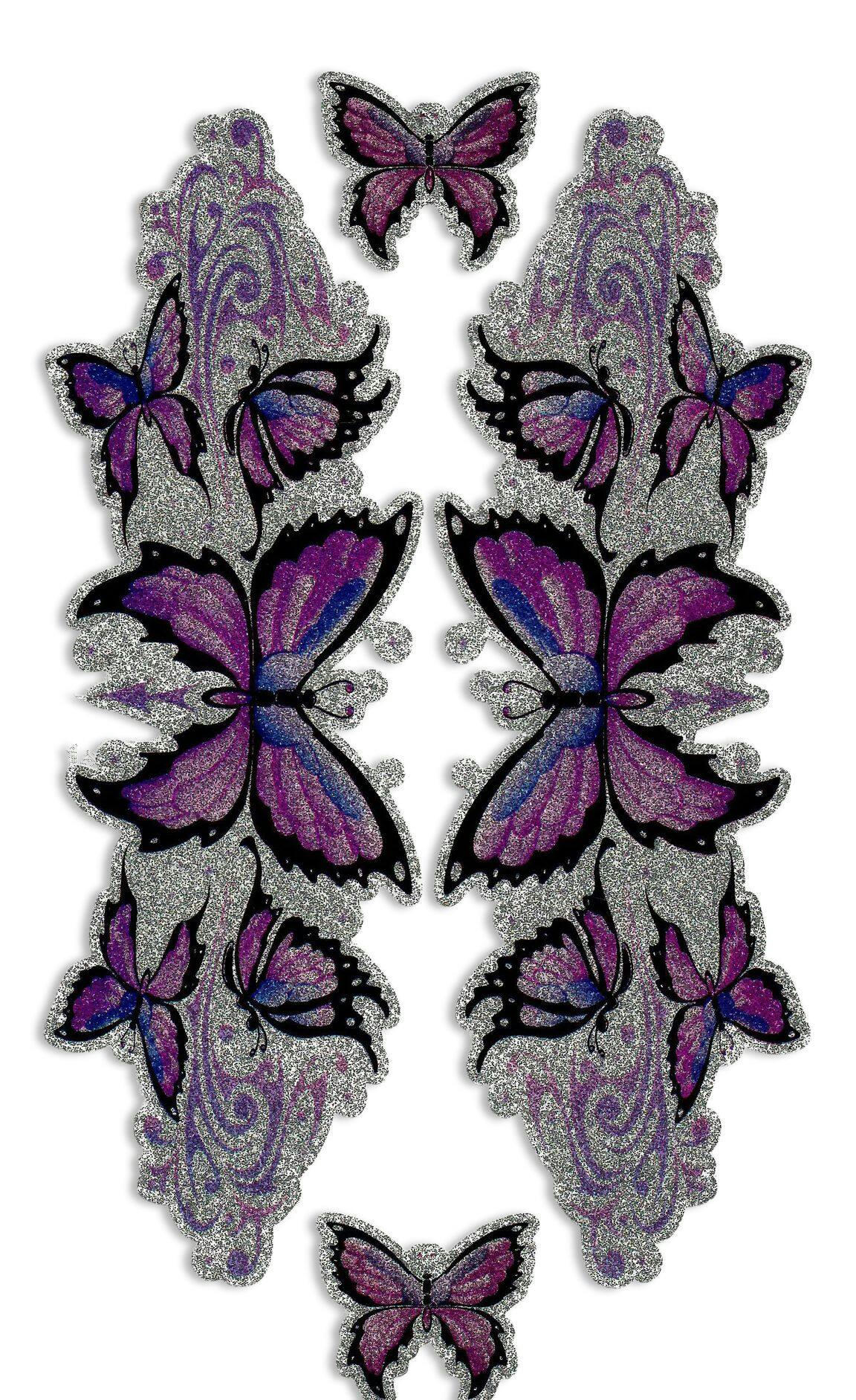 Purple Butterfly Decals, 6-in x 12-in