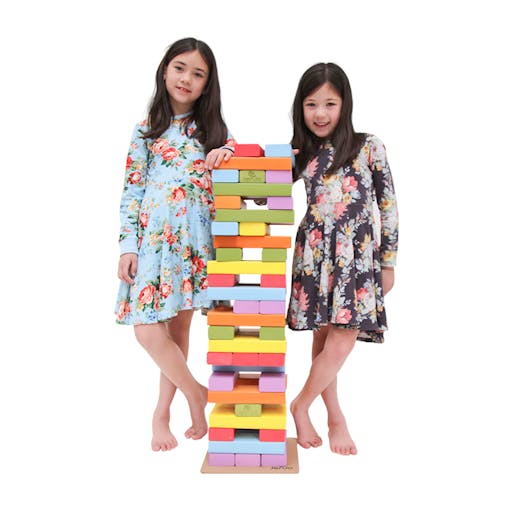 Rainbow Jenjo Wooden Tumbling Tower Game 54cm