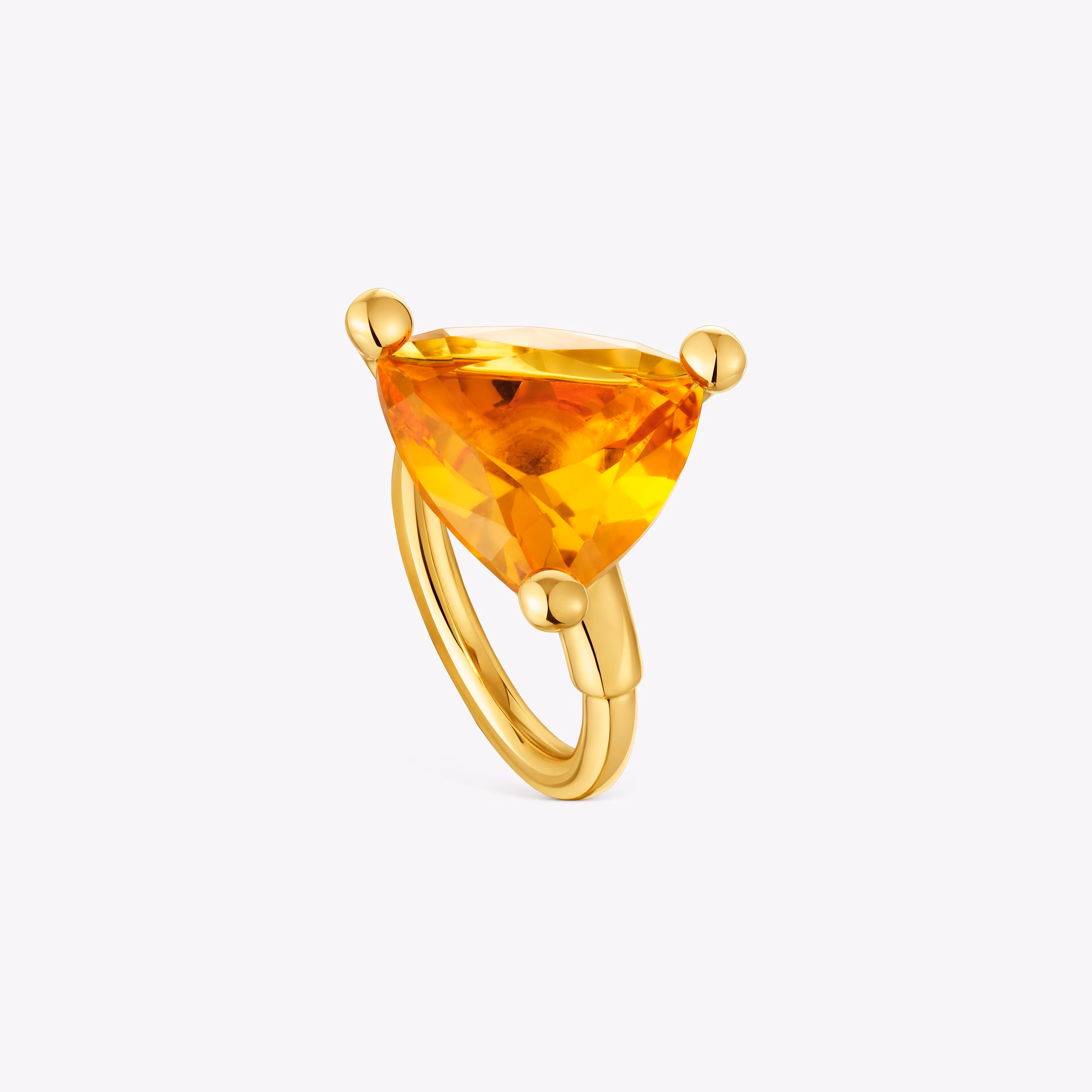 Anillo grande con baño de oro 18 kt sobre plata y citrino creado en laboratorio TOUS Color LGG