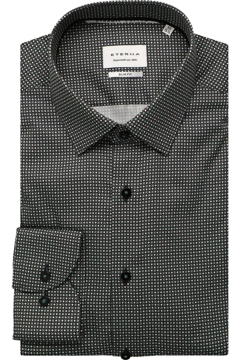 ETERNA Dynamic Cotton Slim Fit Hemd grün, Bedruckt