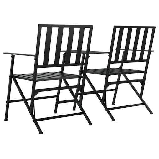 NNEVL Folding 2-Seater Garden Bench 137 cm Black Steel