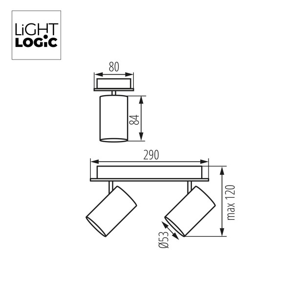 Lampa sufitowa LightLogic LL OSLO EL-2I B-SR 30549 podwójna spot oprawa