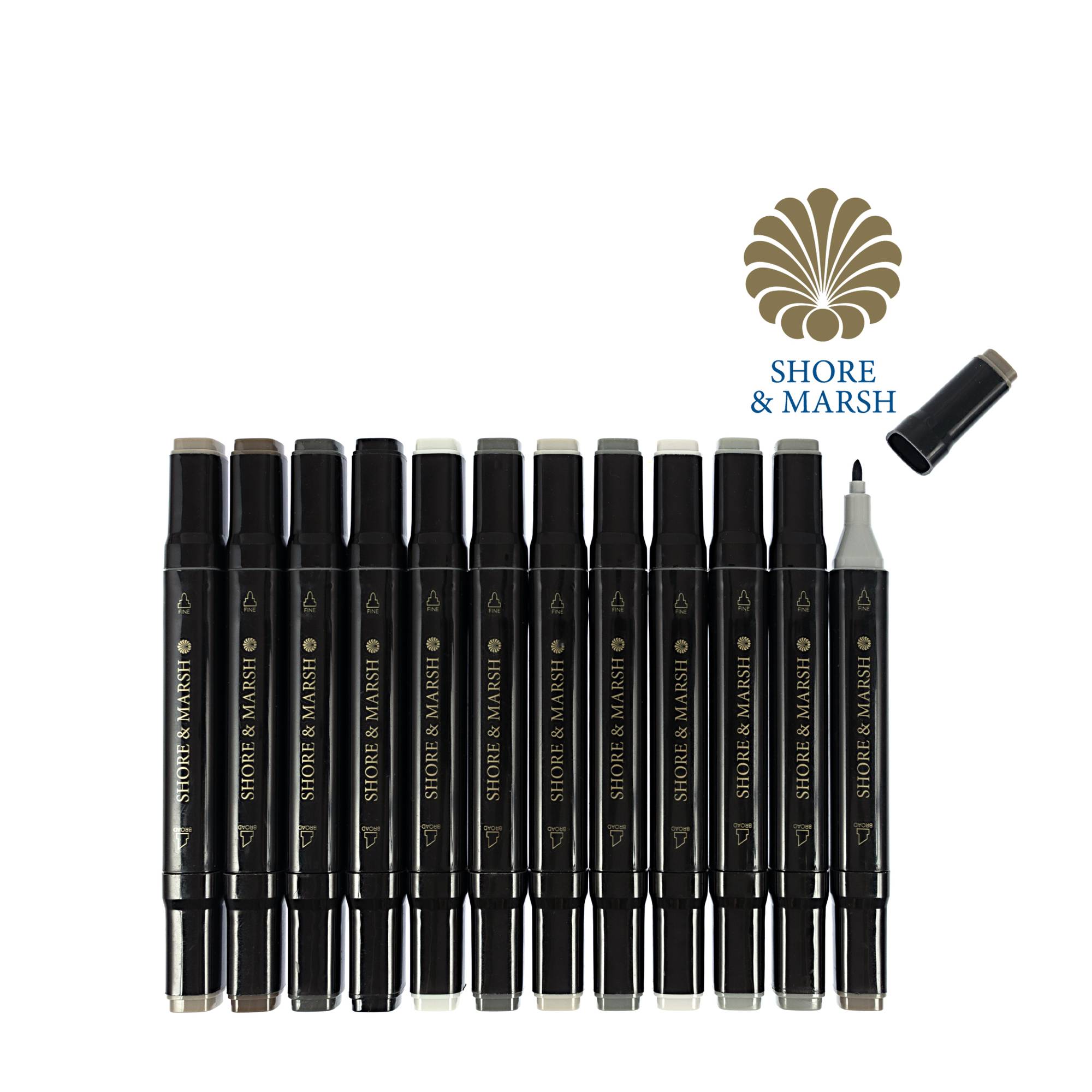 Shore & Marsh Monotone Dual Tip Art Markers 12 Pack