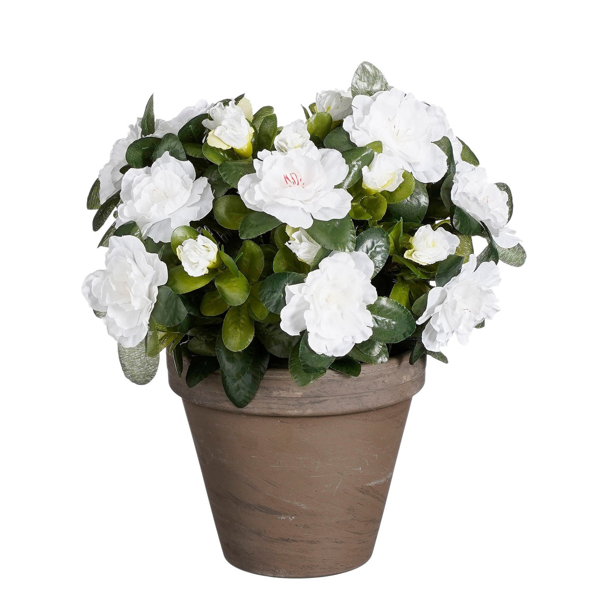 Mica Decorations Azalea Kunstplant in Bloempot Stan - H31 x Ø26 cm - Wit