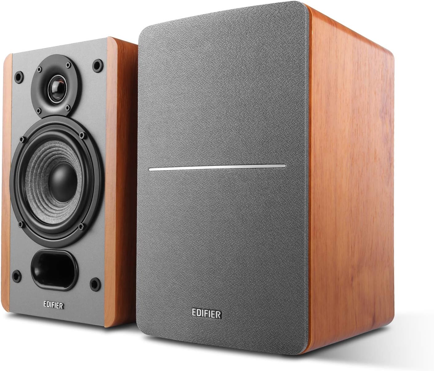 Edifier P12 Passive Bookshelf Speaker - 2-Way Speakers with Built-in Wall-Mount Bracket - Wood Color, Pair - Needs Amplifier or Receiver to Operate