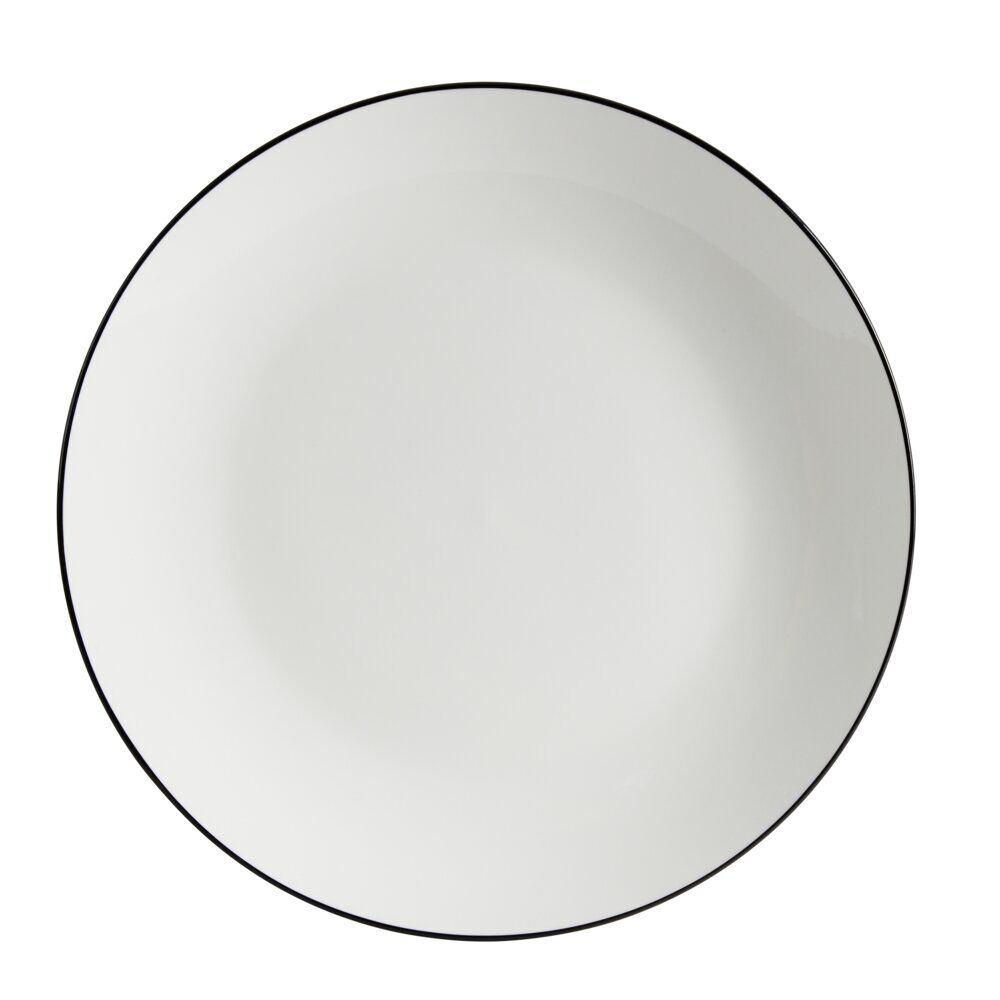 Assiette plate porcelaine blanc liseré noir Ø26,5cm