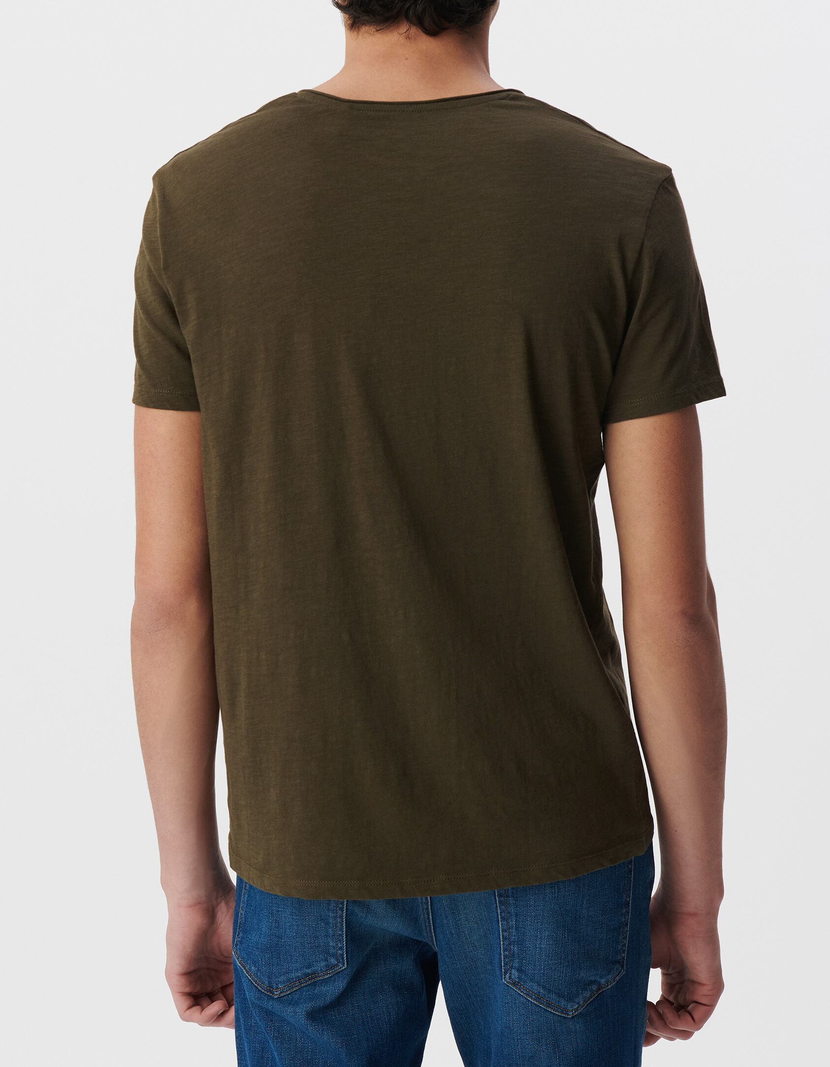 T-shirt L'Essentiel dark kaki à col V Homme