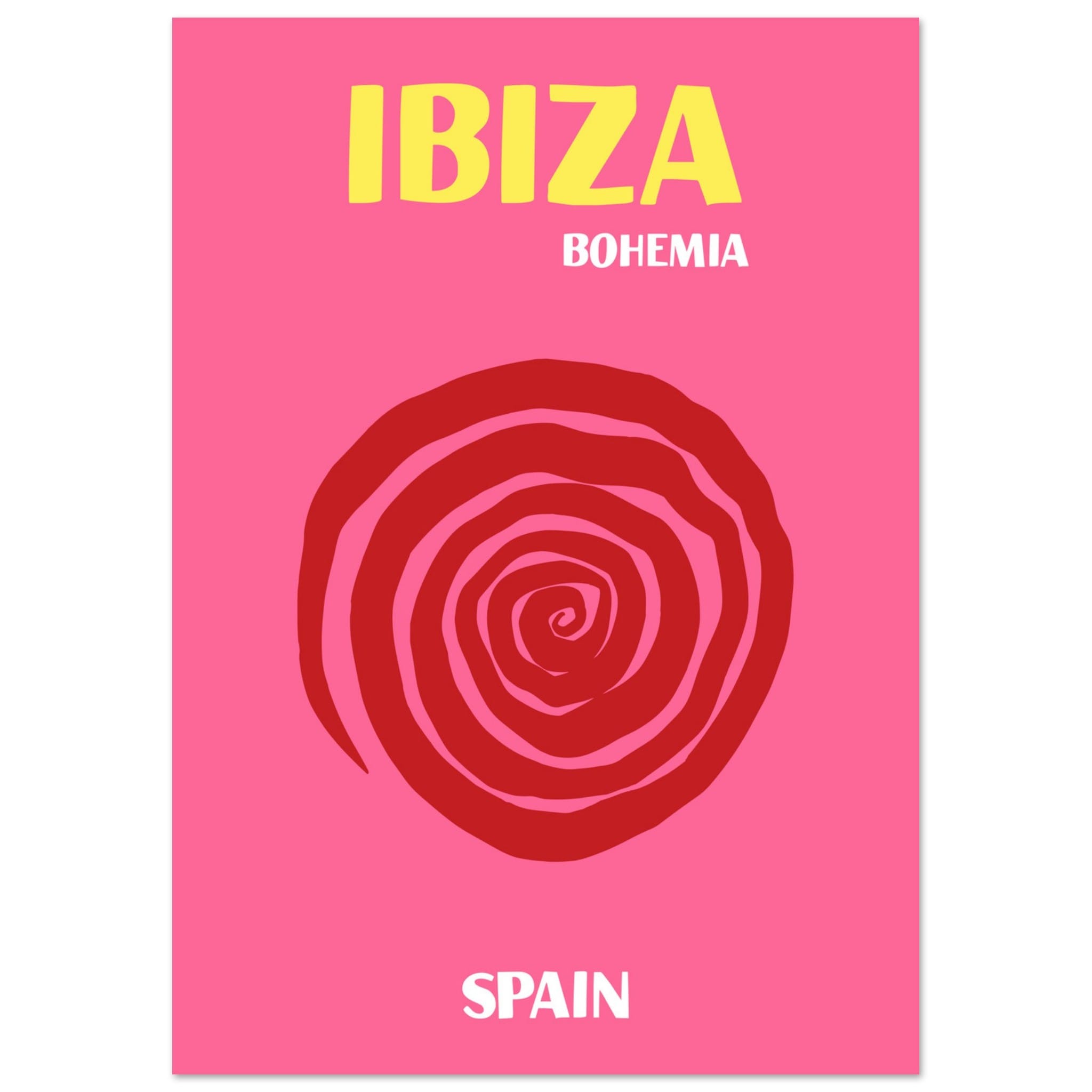 Artfulprints Poster Spanje - Ibiza  - A4 21x29.7 cm - Roze