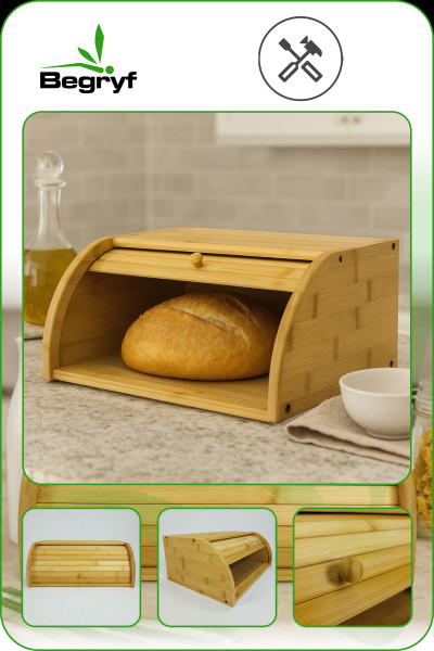 Dwa chlebaki bambusowe na pieczywo do kuchni otwierane 40x27x16 | Begryf