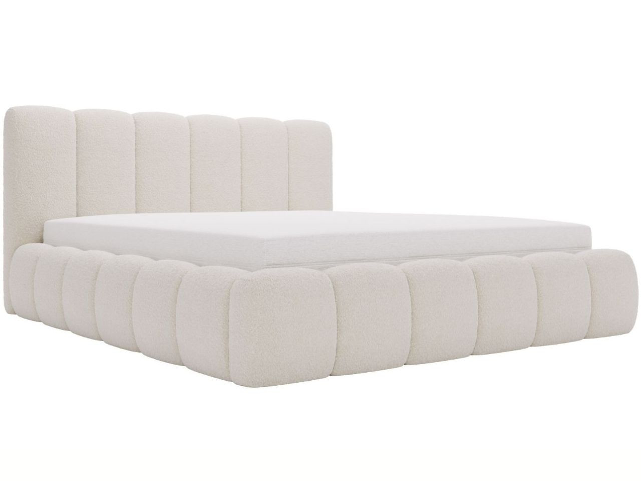 Łóżko tapicerowane CLOUD 160x200 beżowe w tkaninie Boucle