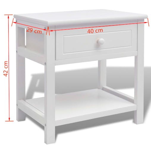 NNEVL Bedside Cabinet Wood White