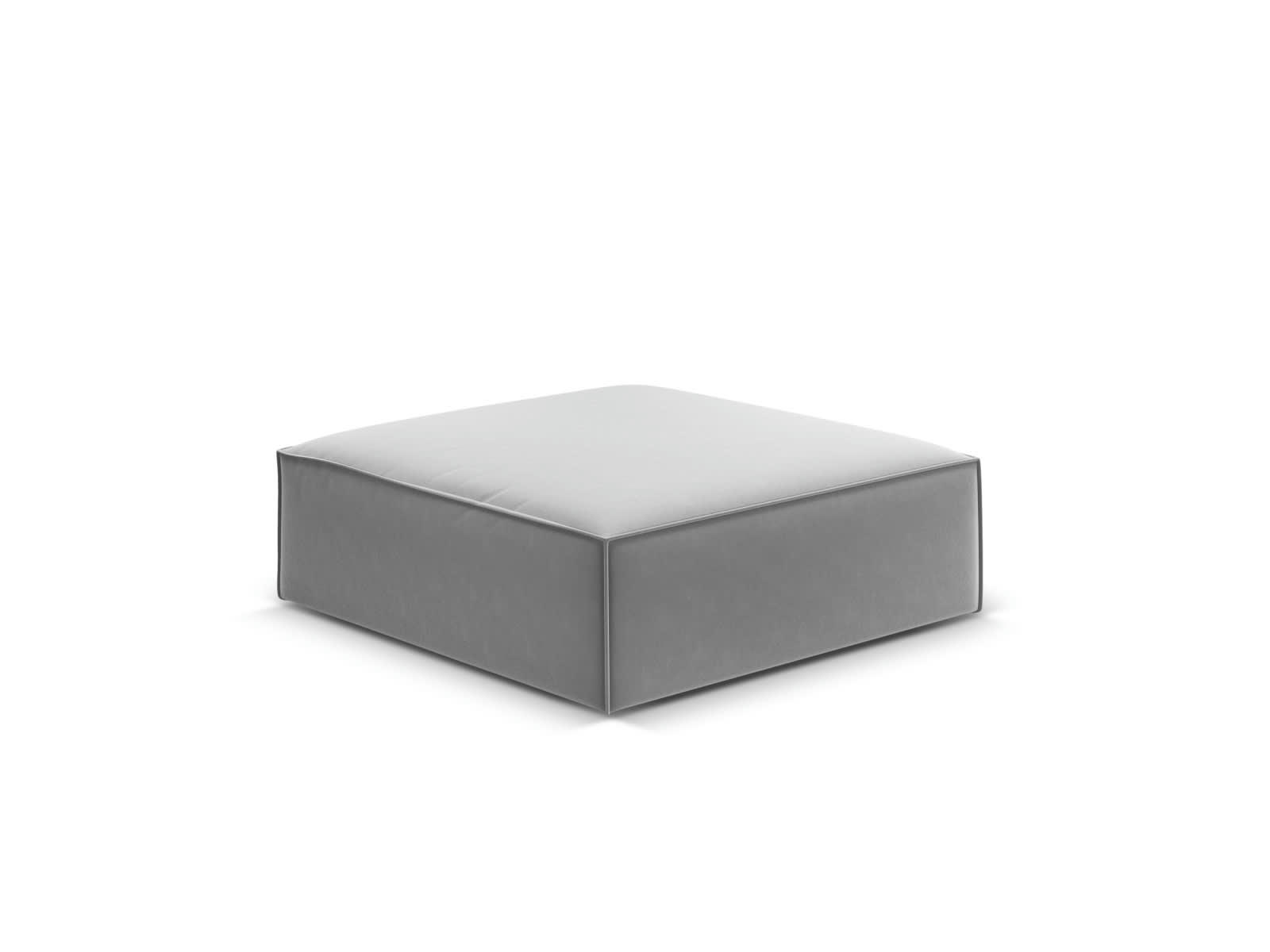 KAELLE - Pouf 1 place en tissu velours gris