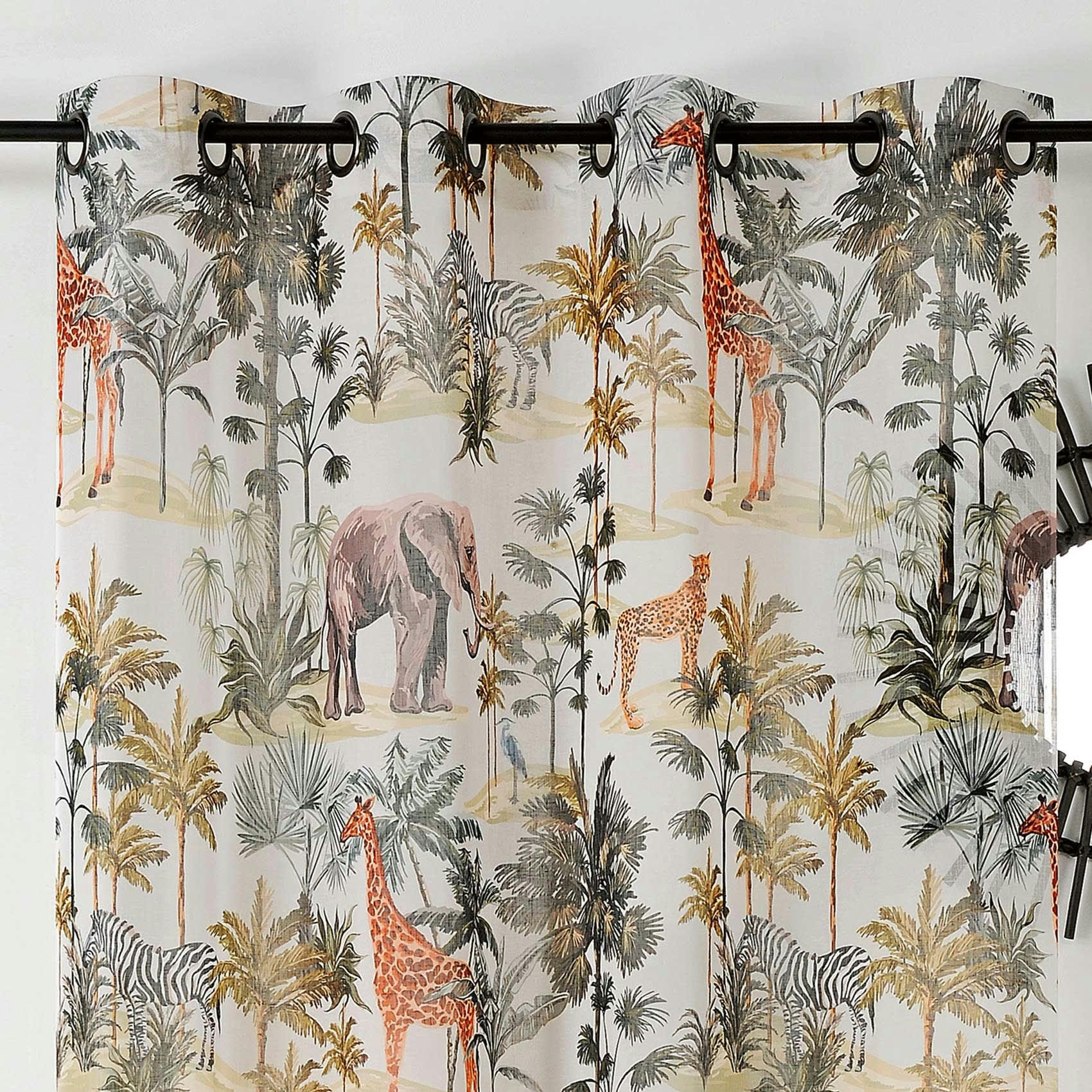 - Voilage esprit savane polyester vert 150x240 cm