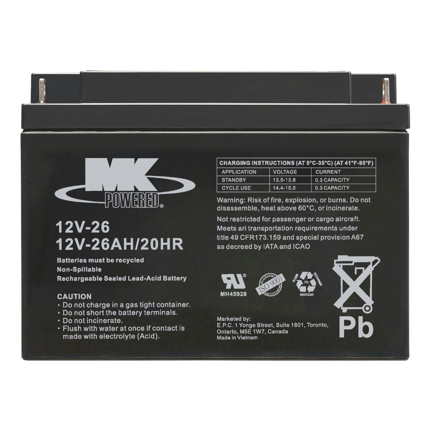 MK Battery 12-Volt 26 Ah SLA Battery