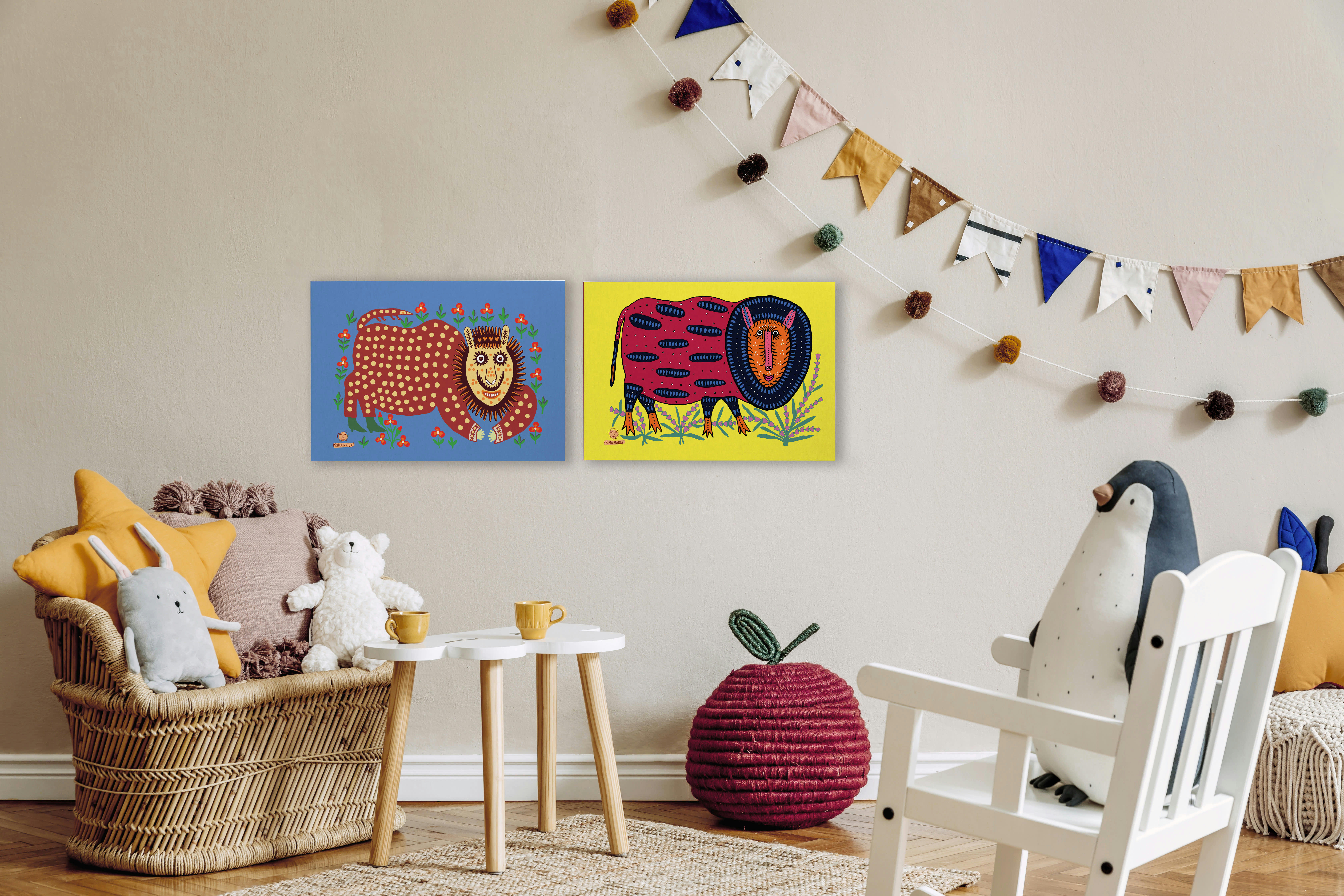 MONSTER YELLOW PRIMA MARIA - Peinture sur toile 60x40 Imprimé Cousine Maria Jaune