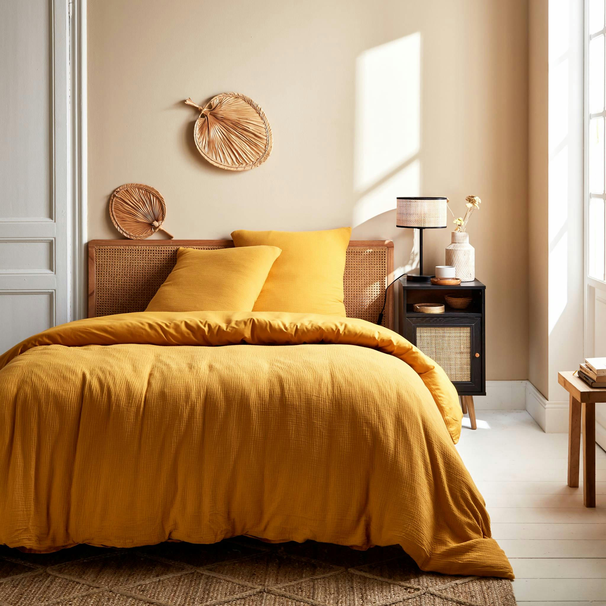ALIX - Parure de lit gaze de coton or 260x240cm